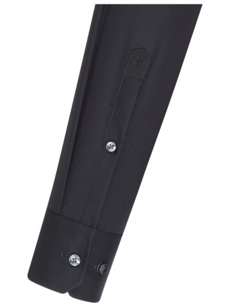 SEIDENSTICKER Tailored Fit Overhemd Zwart Business Kent Popeline - Weergave 1