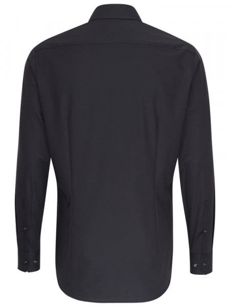 SEIDENSTICKER Tailored Fit Overhemd Zwart Business Kent Popeline