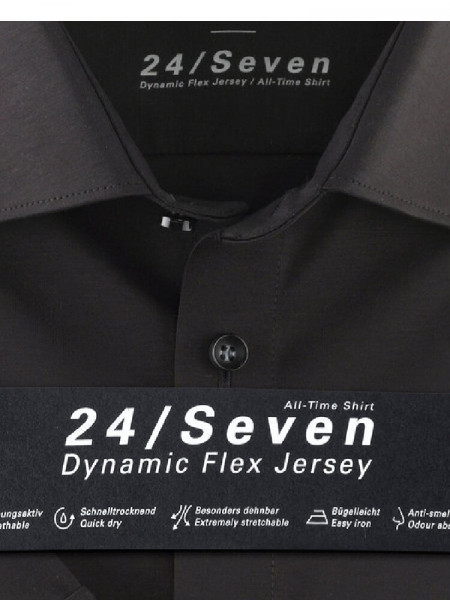 OLYMP Slim Fit Overhemd Zwart New York Kent Jersey - Weergave 1