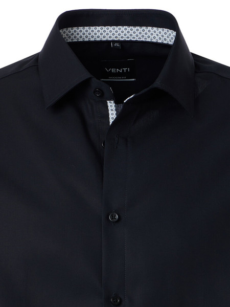 VENTI Regular Fit Overhemd Zwart Kent Popeline - Weergave 1
