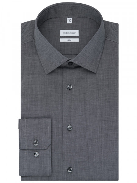 SEIDENSTICKER Slim Fit Overhemd Antraciet Business Kent Fil à Fil - Weergave 4