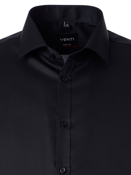 VENTI Slim Fit Overhemd Zwart Kent Popeline - Weergave 1