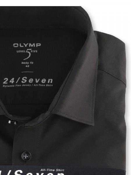 OLYMP Slim Fit Overhemd Zwart New York Kent Jersey