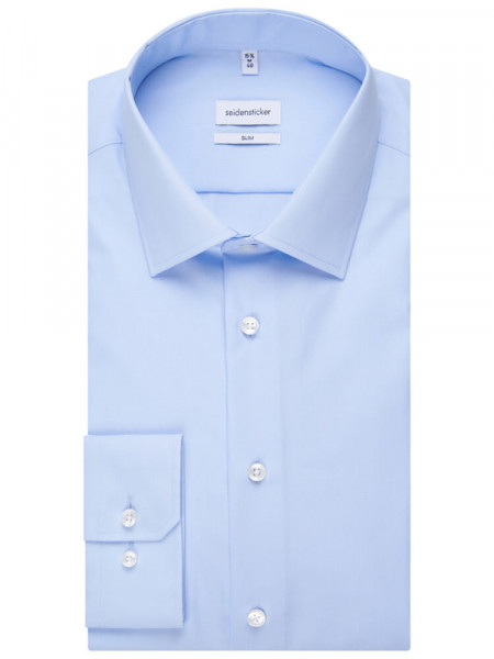 SEIDENSTICKER Slim Fit Overhemd Lichtblauw Business Kent Popeline - Weergave 4